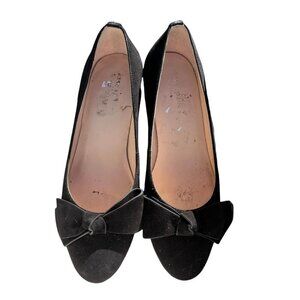 KATE SPADE Pauline Black Suede Slip On Bow Heels